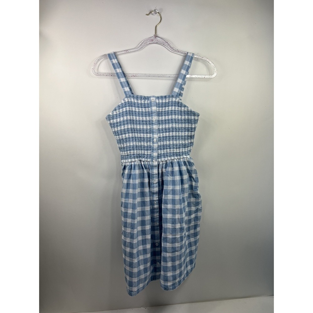 Goal Beachwear by Japna Sundress Juniors Size L Blue/White Check Elastic Bodice‎